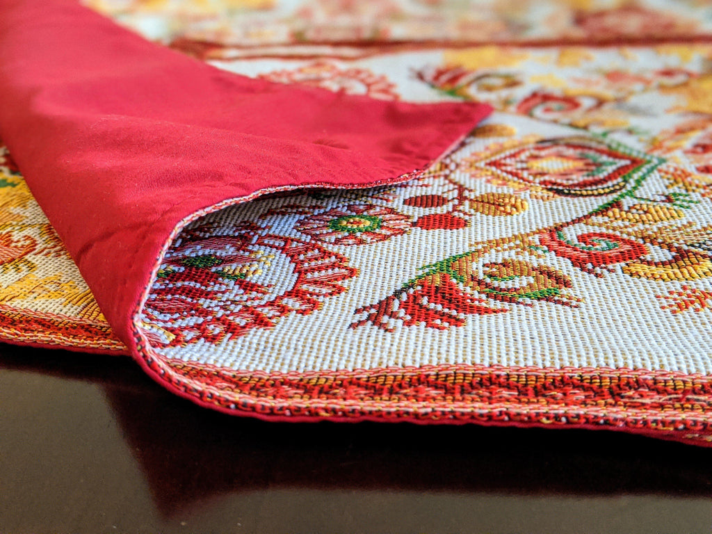 Tache Elegant Burgundy Ornate Paisley Woven Tapestry Table Runner (18194)-4