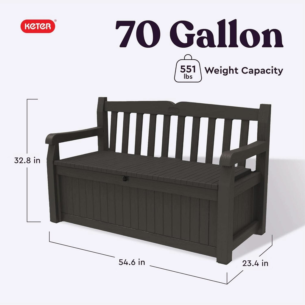70 Gallon Outdoor Storage Bench Box for Garden Tools-2