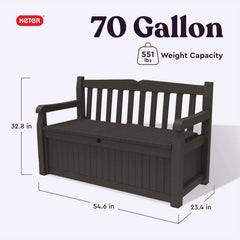 70 Gallon Outdoor Storage Bench Box for Garden Tools-2
