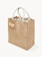 Jute Canvas Gift Bag With Pompom (L)-0