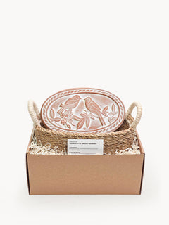 Bread Warmer & Basket - Lovebirds Oval