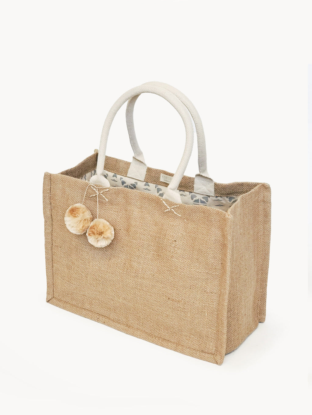 Jute Canvas Gift Bag With Pompom (M)-0