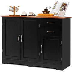 Buffet Credenza Console Table With Drawers In Oak Finish-2