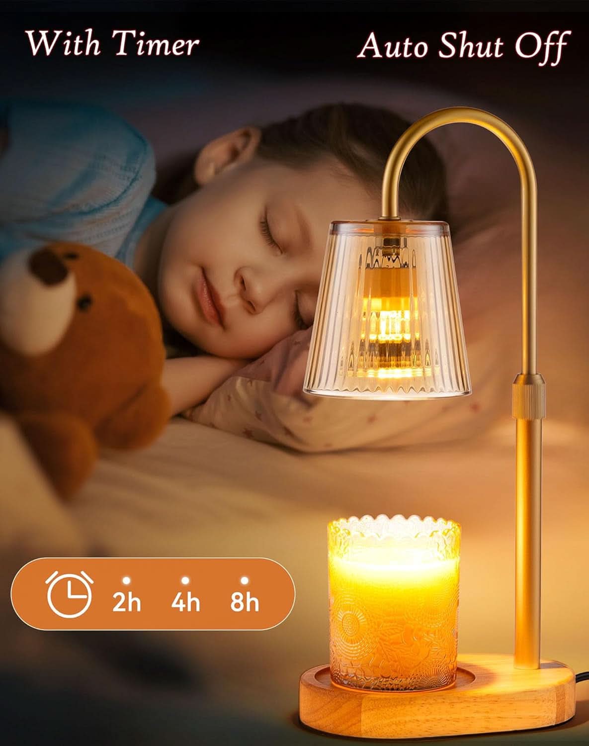 Stainless Adjustable Candle Warmer Lamp With Timer