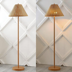 61-Inch-Tall RichBrown Floor Lamp With Rattan Shade-3