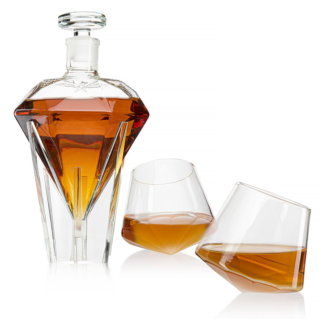 Diamond Whiskey Decanter - 2 Diamond Glasses Decanter Set-4