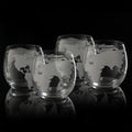 Etched World Globe Glasses 10 oz -Set of 4