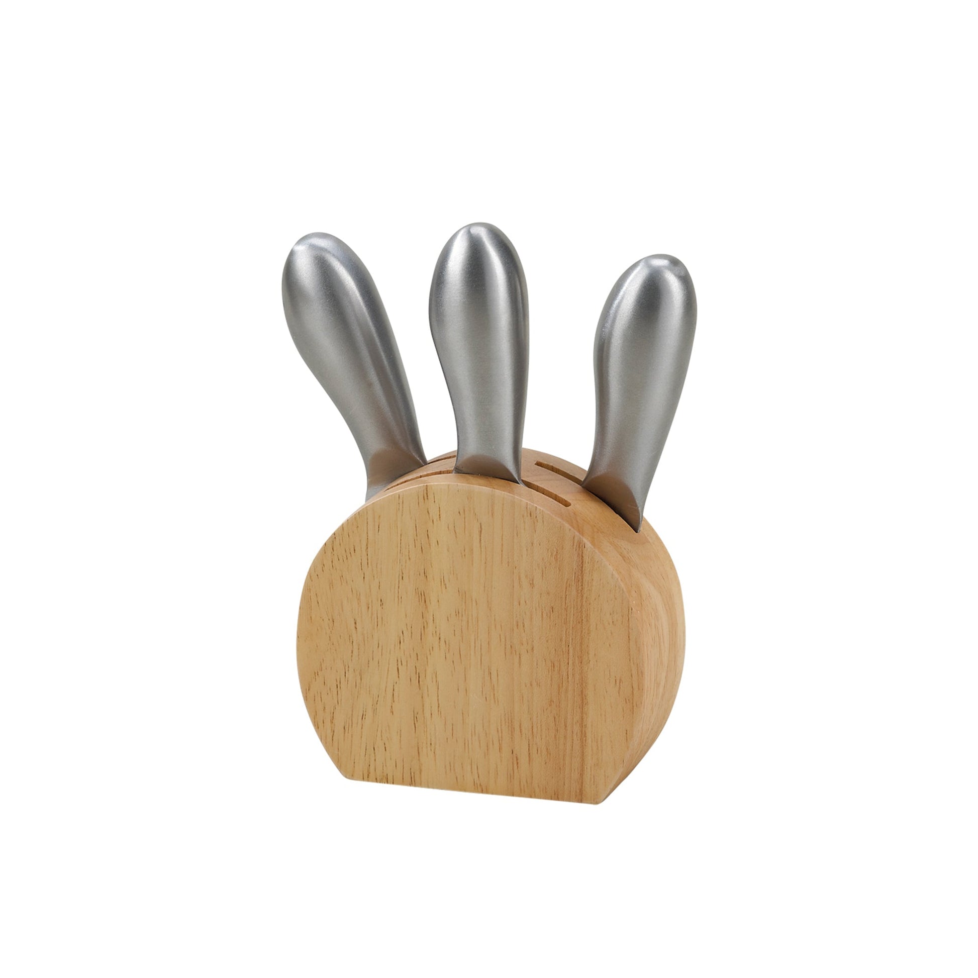 Wood Block with 3 Stainless Steel Cheese Utensils-1