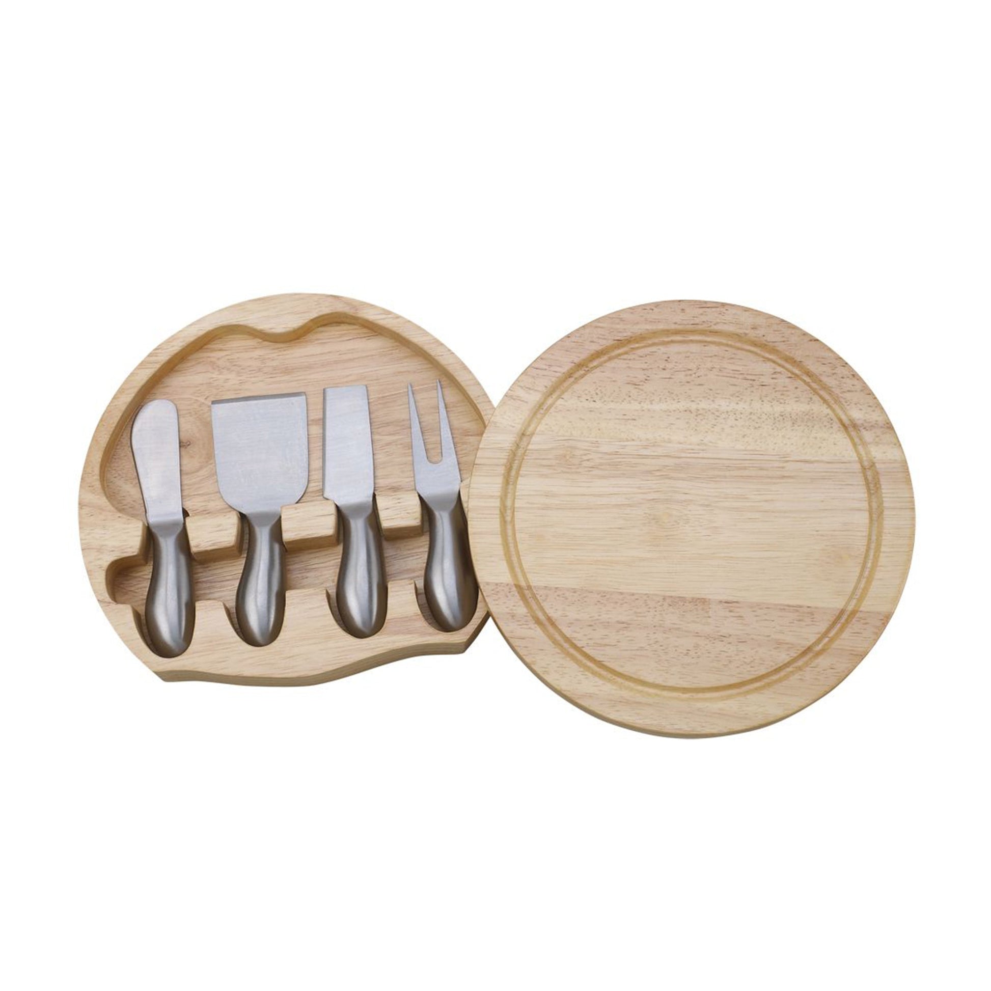 Round Swiveling Cheeseboard with 4 Stainless Steel Utensils-0