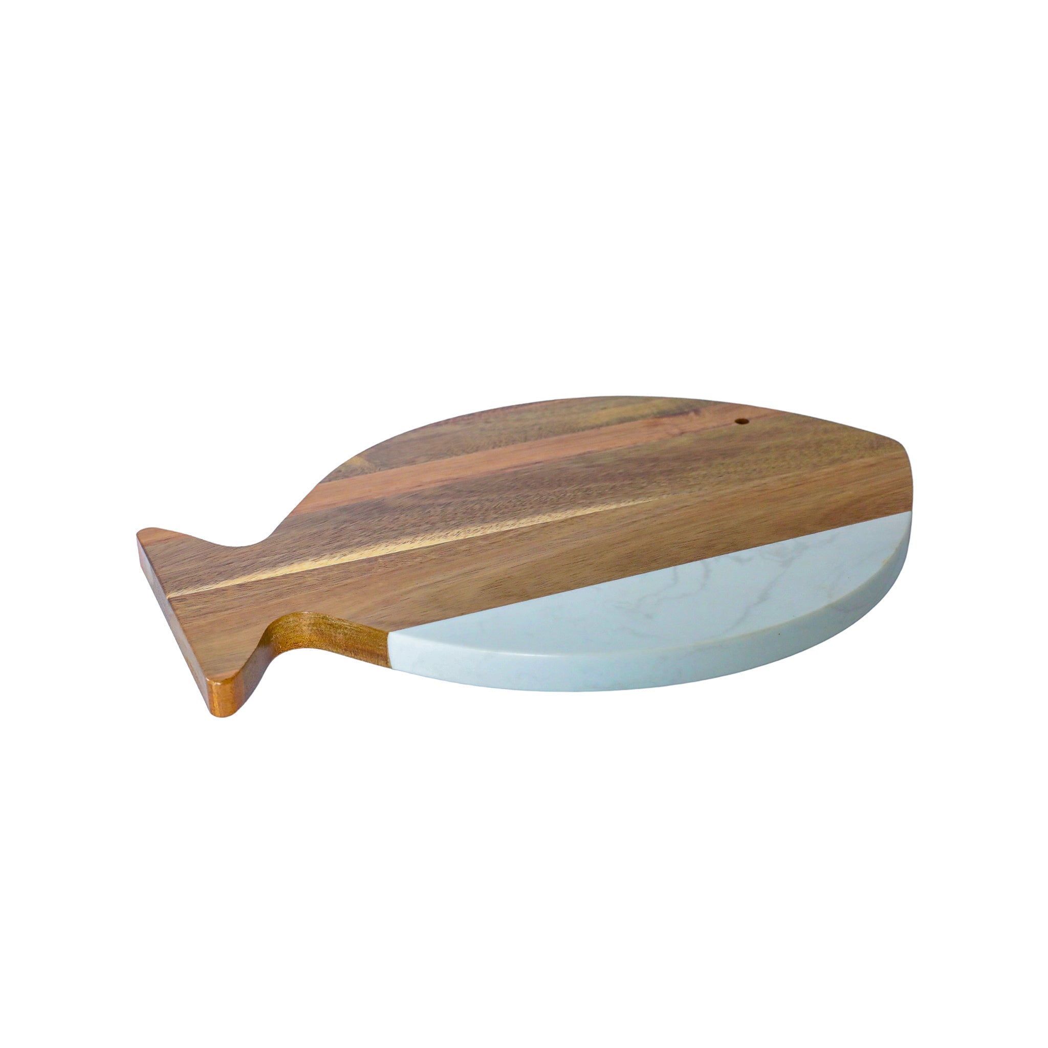 White Marble and Acacia Wood Fish Board-1