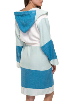 Turkish Cotton Hooded Bathrobe – Lightweight Multi-Color Robe (Shipping fees may apply)