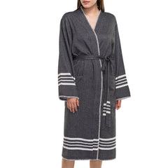 Organic Turkish Cotton Kimono Bathrobe – Lightweight Spa & Home Robe (Shipping fees may apply)