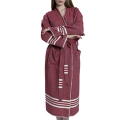 Organic Turkish Cotton Kimono Bathrobe – Lightweight Spa & Home Robe (Shipping fees may apply)