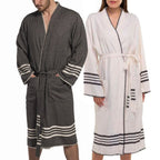 Organic Turkish Cotton Kimono Bathrobe – Lightweight Spa & Home Robe (Shipping fees may apply)