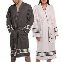 Organic Turkish Cotton Kimono Bathrobe – Lightweight Spa & Home Robe (Shipping fees may apply)