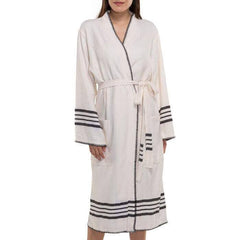 Organic Turkish Cotton Kimono Bathrobe – Lightweight Spa & Home Robe (Shipping fees may apply)