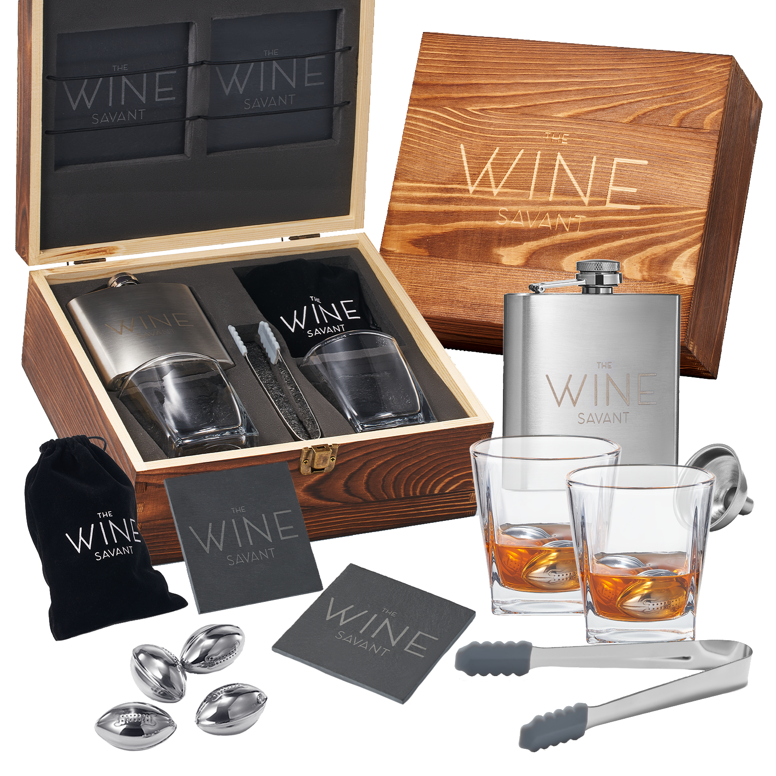 Whiskey Glasses And Football Chilling Stones Gift Set-0