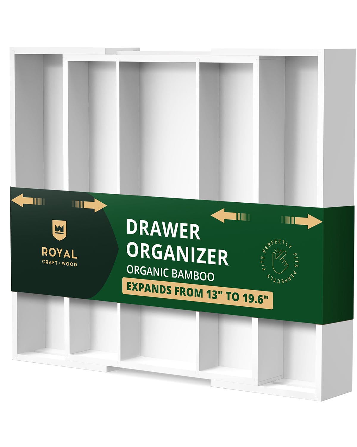 Utensil Drawer Organizer, White (5 Slots)-0