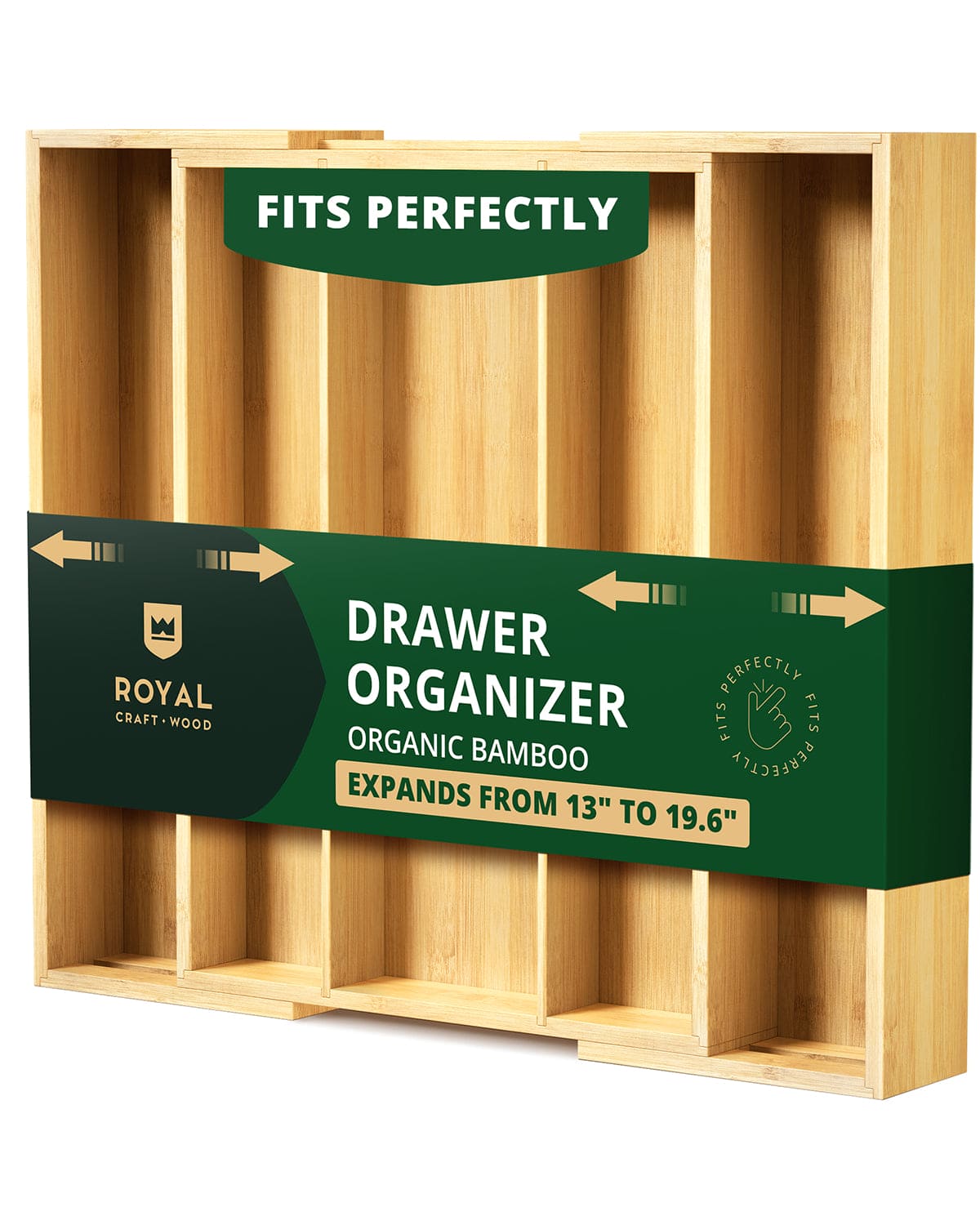 Utensil Drawer Organizer, Natural (5 Slots)-0