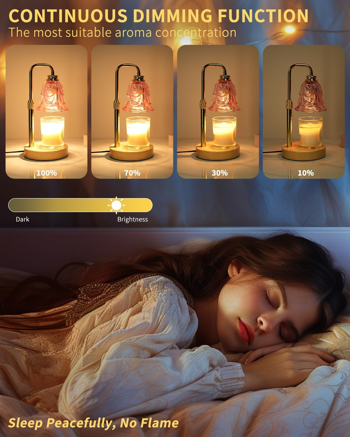 Pink Multifunctional Candle Warmer Lamp Timer Dimmable-3