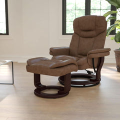 Leathersoft Recliner With Ottoman Palimino Swivel-1