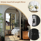 Black 76x34 Inch Arched Full Length Floor Mirror with Aluminum Frame-4