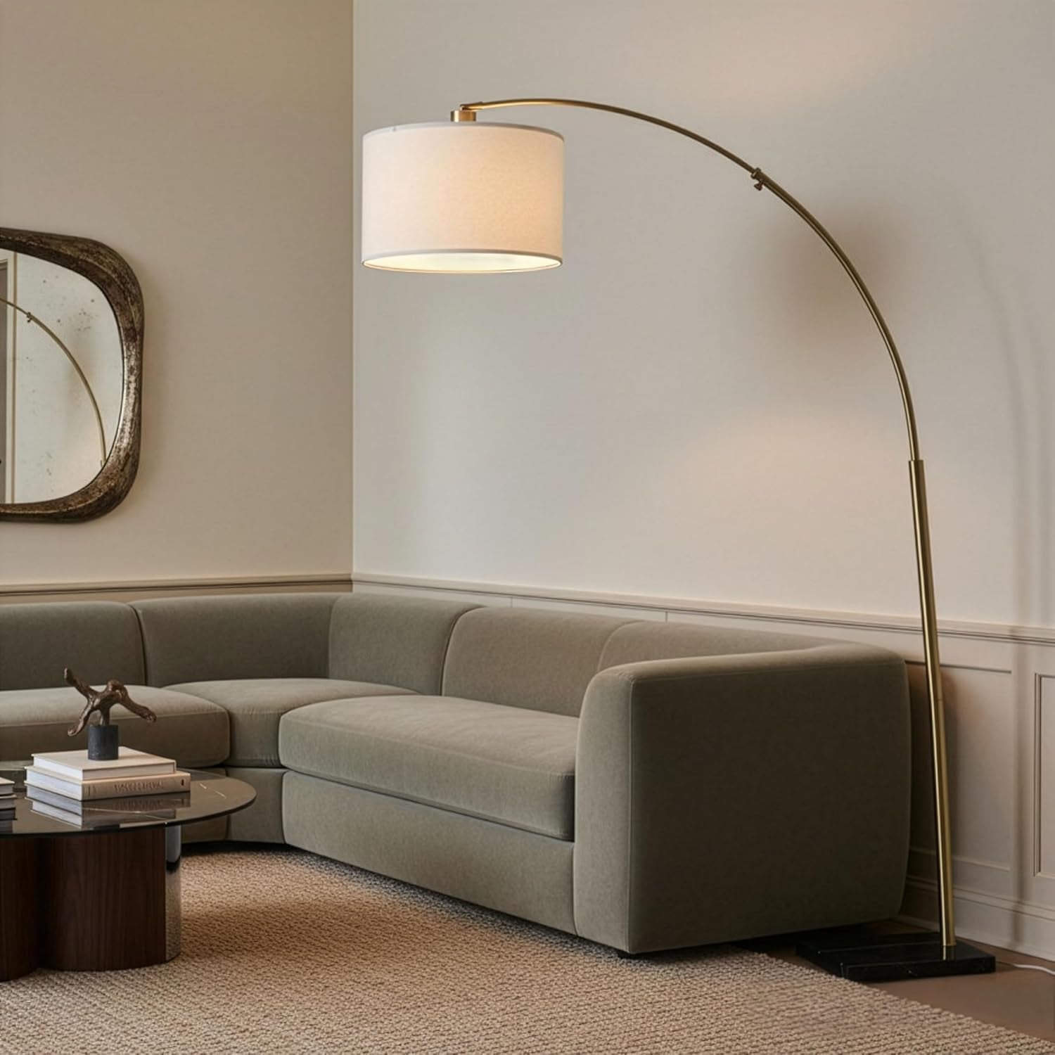 Arc Floor Lamp Professional Grade Tall Gold Brass Finish-2