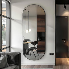 Architectural Arched Full Length Mirror 64x21 Inches Black-0