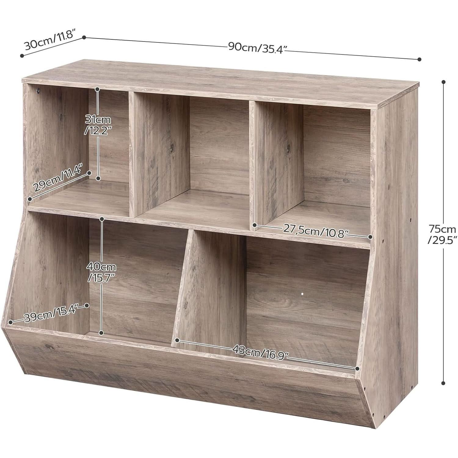 Kids Bookshelf Toy Storage Cabinet 35 Inch Long Greige-4