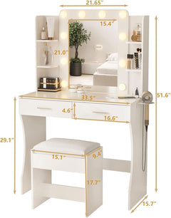 Vanity Desk White Ceramic Finishes LED Illumination-4
