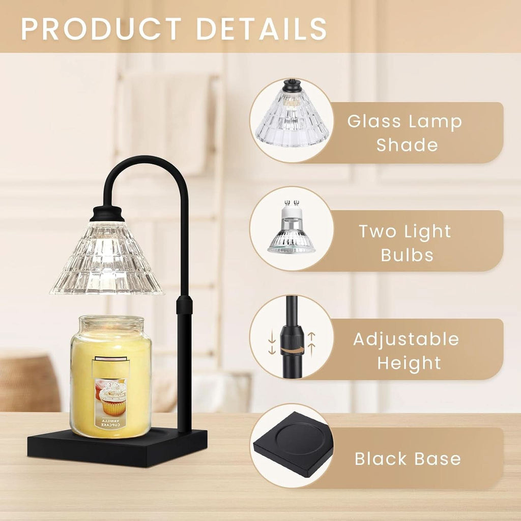 Candle Warmer Lamp With Dimmable Timers Matte Black