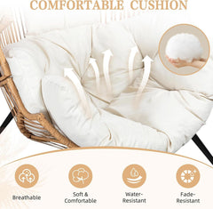 Cozy Outdoor Wicker Egg Chair with Soft Cushion-2
