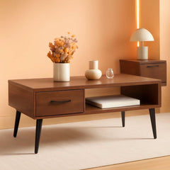 Timeless Walnut Coffee Table With Generous Storage-0