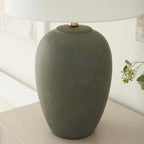 Olive Green Enamelled Ceramic Midcentury Table Lamp-3