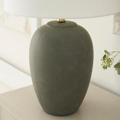 Olive Green Enamelled Ceramic Midcentury Table Lamp-3