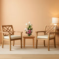 3 Piece Outdoor Patio Furniture Set Acacia Wood Cushioned Chairs And Coffee Table-0