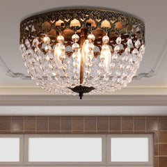 Bronze Crystal 15 Inch Four Light Flush Mount Ceiling Light-0