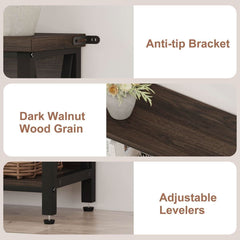 Industrial Timber Three Shelf Bookcase Dark Walnut-4