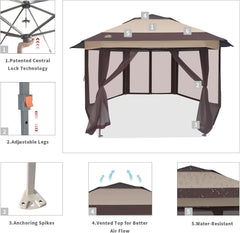 16x16 Pop Up Gazebo With Mosquito Netting For Patio Parties-2