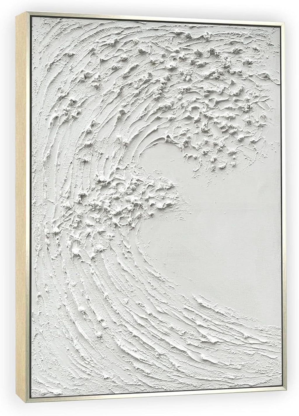 White Textured Ocean Waves Hand painted 45x30 Framed-1