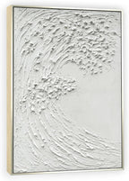 White Textured Ocean Waves Hand painted 45x30 Framed-1