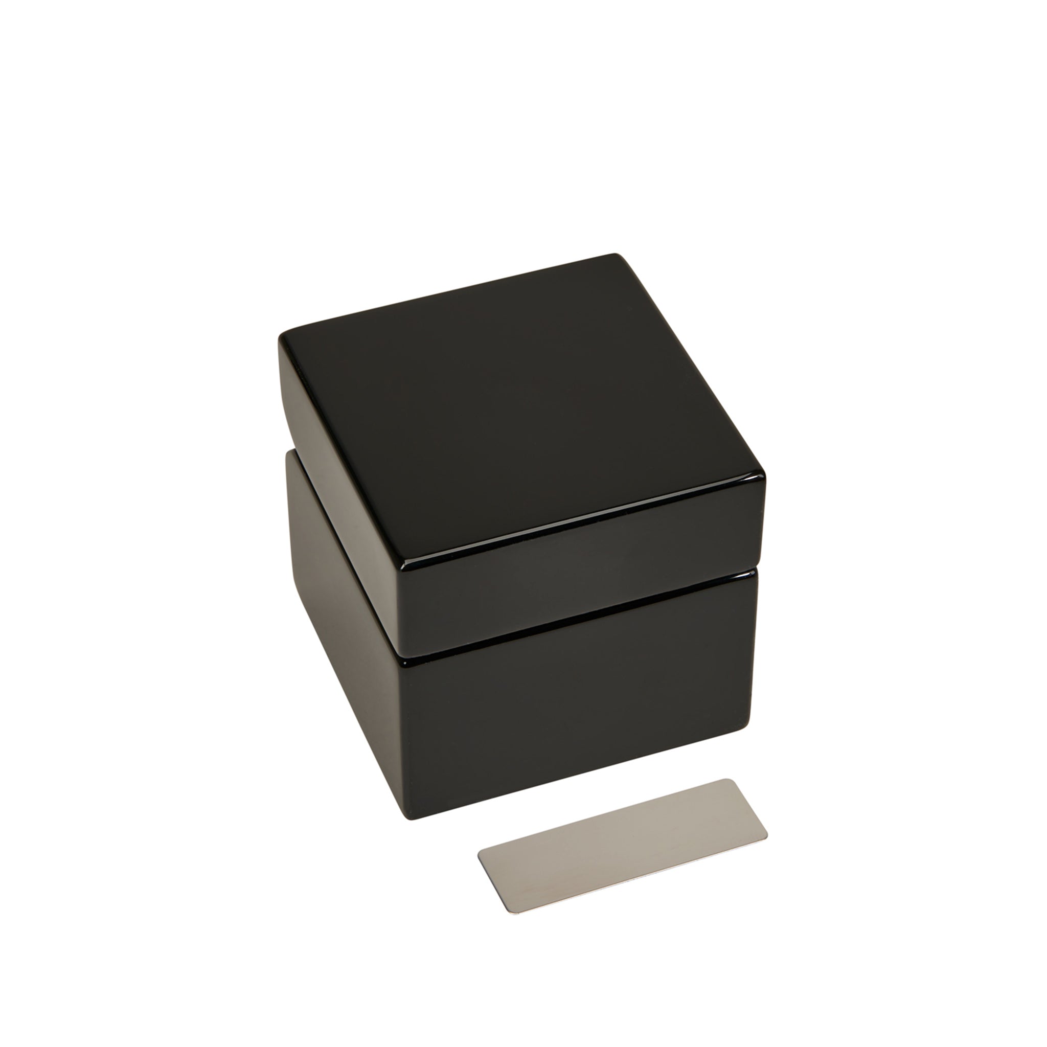 Black Square Wood Box with Clock & Compass-2