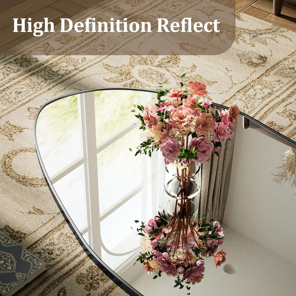 67x24 Oversized Diamond Floor Mirror Black Aluminum-2