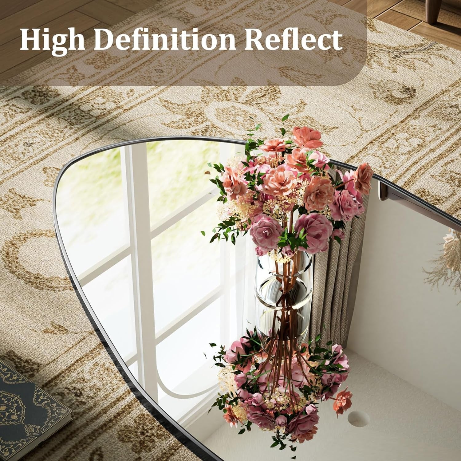 67x24 Oversized Diamond Floor Mirror Black Aluminum-2