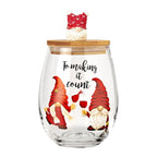 Christmas Gnome Wine & Water Glasses With Dwarf Wood Cover - Set of 2-17.5oz-4