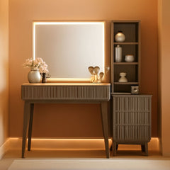 48 Inch Fluted Vanity Desk Large Mirror Panel LED With Adjustable Brightness-0