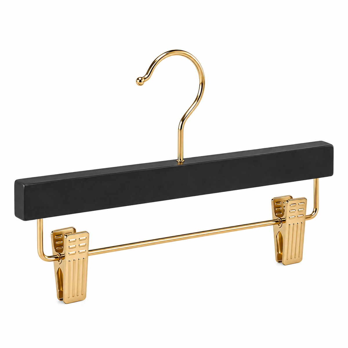 Black Wooden Pants Hanger with Clips - 1 Case (120 Hangers)-2