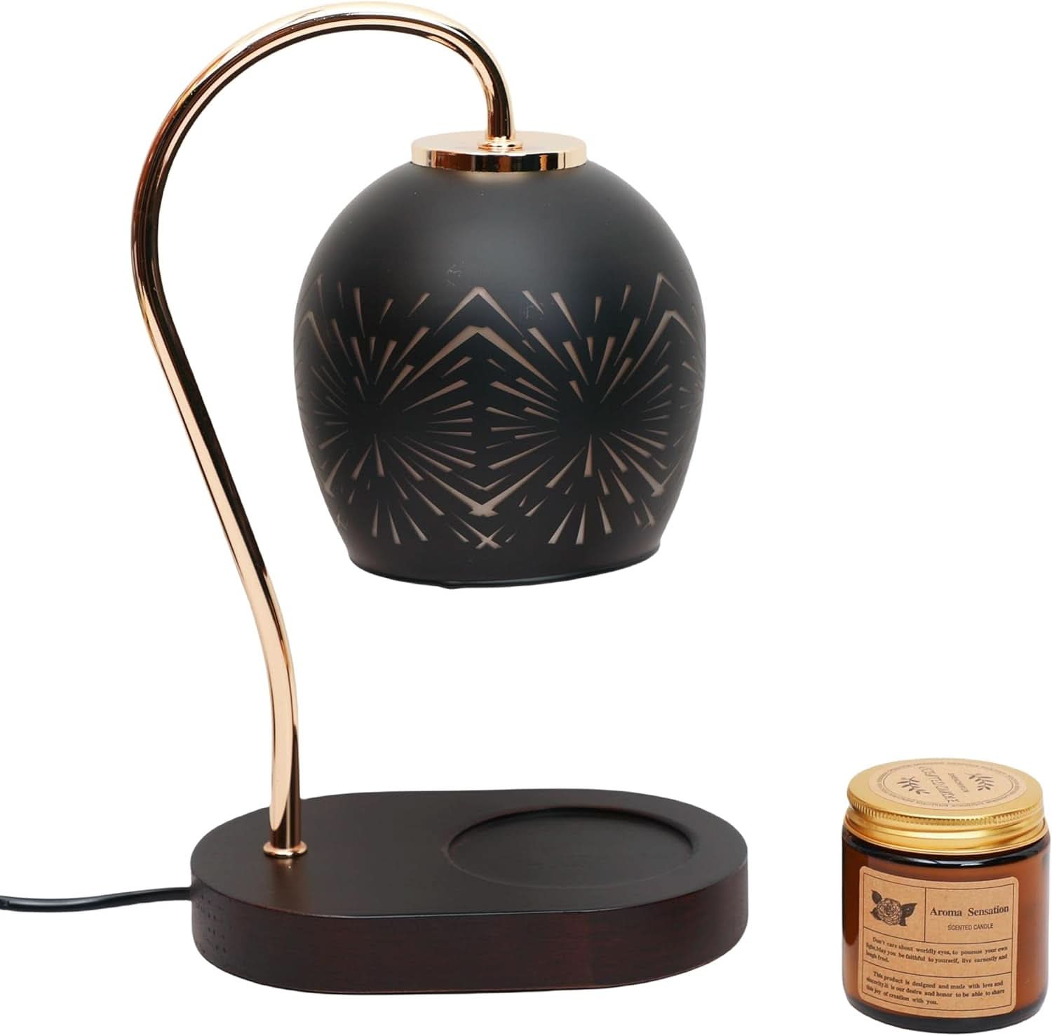 Candle Warmer Lamp Dimmable Black Hollow Lampshade
