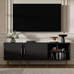Black 65 Inch Television Stand Entertainment Center-2