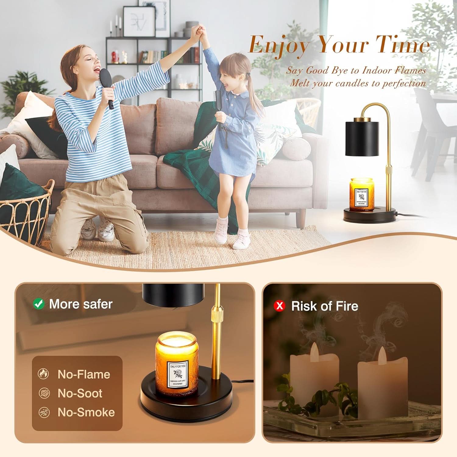 Candle Warmer Lamp With Programmable Timer Dimming